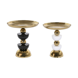 Set van 2 tafels Home ESPRIT Wit Zwart Gouden 40 x 40 x 43 cm 40 x 40 x 42 cm