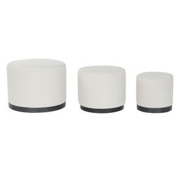 Voetensteun DKD Home Decor Wit Zwart Polyester Hout MDF Scandi 60 x 60 x 45 cm (3 Stuks)