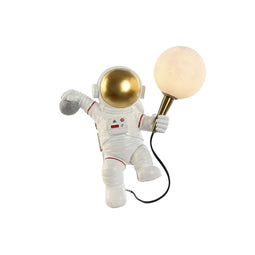 Muurlamp Home ESPRIT Wit Gouden Metaal Hars Modern Ruimtevaarder 26 x 21,6 x 33 cm