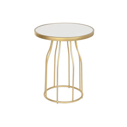 Bijzettafel DKD Home Decor Wit Gouden Metaal Raad van bestuur 49 x 49 x 60,5 cm