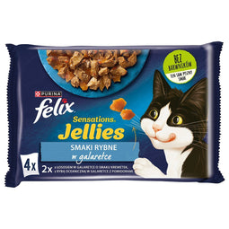 Felix Sensations Mix - zalm, garnalen, zeevis met tomaat - nat kattenvoer - 4x85 g