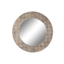 Wandspiegel DKD Home Decor 76 x 4 x 76 cm Kristal Bruin Wit Mandala Mangohout Indiaas Hout MDF De...