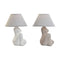 Bureaulamp Home ESPRIT Wit Beige Keramiek 40 W 220 V 22 x 22 x 30 cm (2 Stuks)