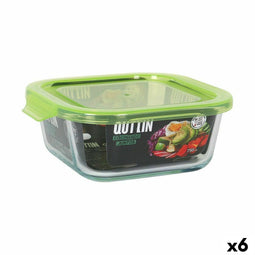 Vierkante Lunchtrommel met Deksel Quttin Groen 750 ml (6 Stuks)