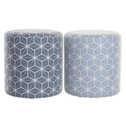 Voetensteun DKD Home Decor 31 x 31 x 33 cm Blauw Hemelsblauw Pijnboom Geometrisch Mediterrane (2...