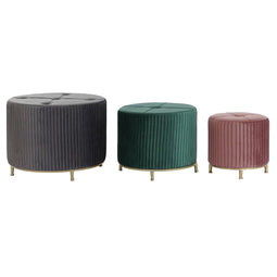 Voetensteun DKD Home Decor Fluweel 60 x 60 x 45 cm Hout MDF