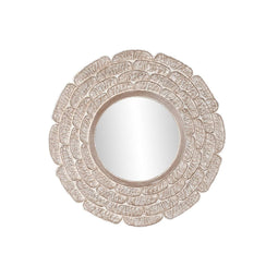 Wandspiegel DKD Home Decor 90 x 1,5 x 90 cm Kristal Natuurlijk Wit Mangohout Indiaas Decapé