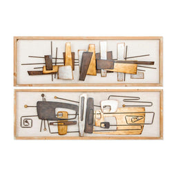 Wanddecoratie DKD Home Decor 120 x 40 x 5,5 cm Abstract Natuurlijk Gouden Multicolour Modern (2 S...