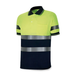 Polo met Korte Mouwen 1288pavxmcyfa Hoge zichtbaarheid Geel Marineblauw Maat M