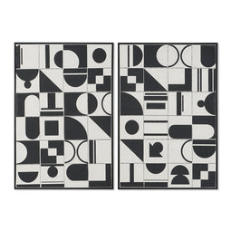 Schilderij Home ESPRIT Wit Zwart Abstract Modern 83 x 4,5 x 123 cm (2 Stuks)