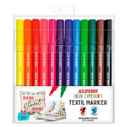 Set Viltstiften Alpino Multicolour Textiel 10 Stuks