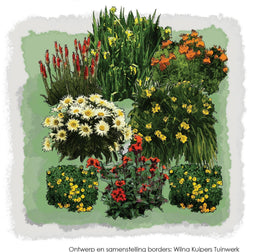 Vierkante Meter Borders - 1m2 Zomerborder in oranje en geel 4c