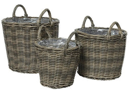 Merkloos - Pot polyrattan d42 h27 cm grijs