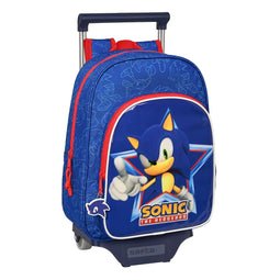 Schoolrugzak met Wielen Sonic Let's roll Marineblauw 26 x 34 x 11 cm