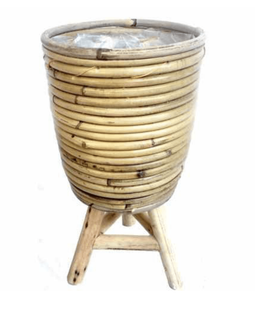 Van der Leeden - Pot streep op poten grijs d20 h33 cm