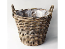 Van der Leeden - Mand Rotan Antique Grey D30H23CM