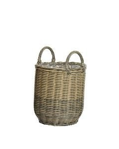 Merkloos - Daisy Planter M Wicker Bucket Grijs