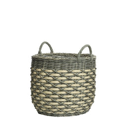 Merkloos - Duncan Planter L Wicker Bucket Grijs