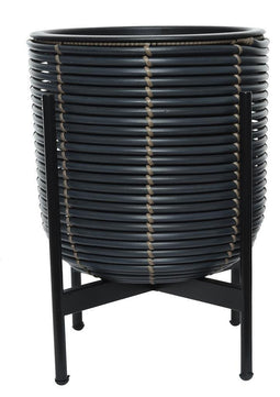Decoris - Pot polyrattan d27 h37 cm grijs