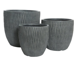 KSD - James Planter set van 3 Fibre Clay Antraciet