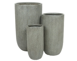 KSD - Fender Planter High set van 3 Fibre Clay Grijs