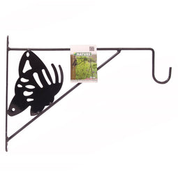 3 stuks - Nature - Muurhaak decoratief met vlinder grijs h24 x 35cm