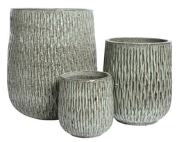 KSD - Daniel Planter set van 3 Terracotta Round Willow Leaf Gebroken Wit