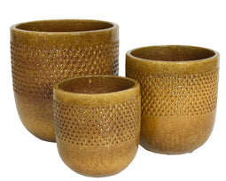 KSD - Collin Planter set van 3 Terracotta Cilinder Honing