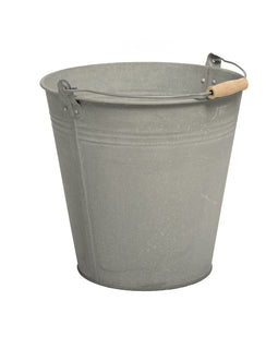 MCollections - Zinc Old Look Bucket Wooden Handle D30H29 cm bloempot