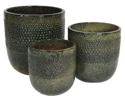 KSD - Collin Planter set van 3 Terracotta Cilinder Zwart