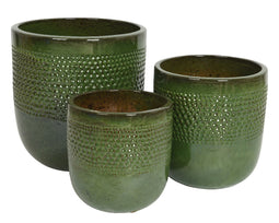 KSD - Collin Planter set van 3 Terracotta Cilinder Groen