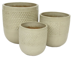 KSD - Collin Planter set van 3 Terracotta Cilinder Creme