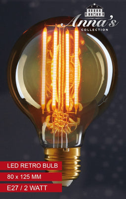 3 stuks - Anna's Collection - LED retro lamp 80x125 mm 2w1800k e27 niet dimbaar gloeidraad 4 stuk...