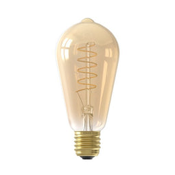 Calex - LED volglas Flex Filament Rustieklamp 220-240V 3.8W 250lm E27 ST64, Goud 2100K Dimbaar