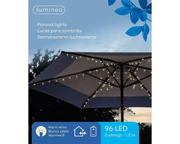 Lumineo - Parasol partylights 96 LED warm wit 8 strings - 1,2 m