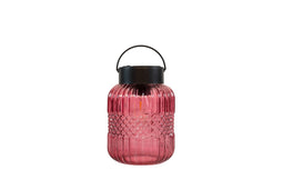 Anna's Collection - Solar glazen retro lamp roze 12,5x19 cm