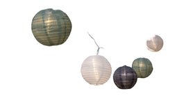 Anna's Collection - 10led Solar lampion wit/groen/grijs 8cm
