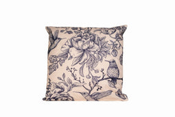 Anna's Collection - Buitenkussen vogels en bloemen grijs 45x45 cm I