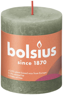 3 stuks - Bolsius - Stompkaars Fresh Olive 80/68 rustiek