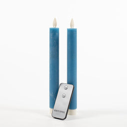 Annas collection - 2Pcs Denim Blue Rustic Wax Taper Candle 23Cm Moving Fla
