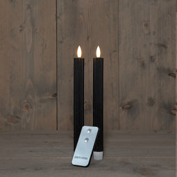Annas collection - B.O. 2Pcs 3D Wick Black Ribbel Taper Candle 23 cm Rustic Wax