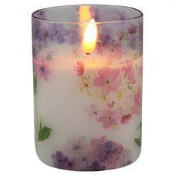 Magic Flame - LED kaars in glas bloem 10cm roze