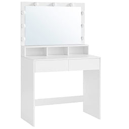 Kaptafel met spiegel - wit - 80 x 40 x 140 cm