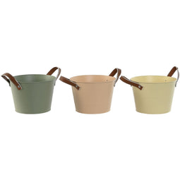 Grondlegger Home ESPRIT Geel Groen Licht Roze Polyurethaan Metaal 20 x 20 x 14 cm (3 Stuks)
