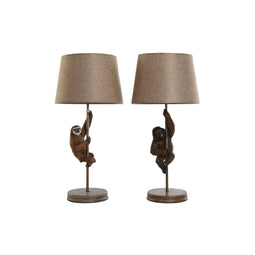 Bureaulamp Home ESPRIT Bruin Metaal Hars 50 W 220 V 26 x 26 x 53,5 cm (2 Stuks)