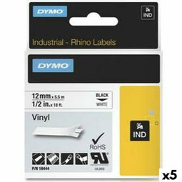 Gelamineerde Tape voor Labelmakers Rhino Dymo ID1-12 12 x 5,5 mm Zwart Wit Lijmen Zelfklevend (5...