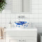 Opzetwasbak rond 41x14 cm keramiek wit en blauw