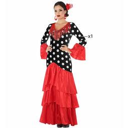 Kostuums voor Volwassenen Zwart Rood Flamenco danser Spanje Maat XL