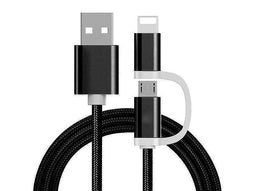 Reekin Cable (2in1 MicroUSB & Lightning) 1 Meter (Black-Nylon)