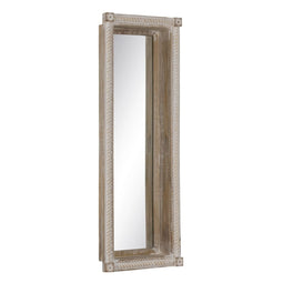 Wandspiegel Wit Natuurlijk Kristal Mangohout Hout MDF Verticaal 106,6 x 12,7 x 38 cm